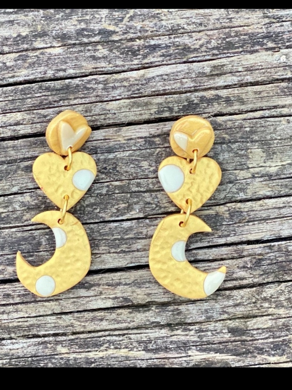 Handcrafted Gold and White Dangle Earrings